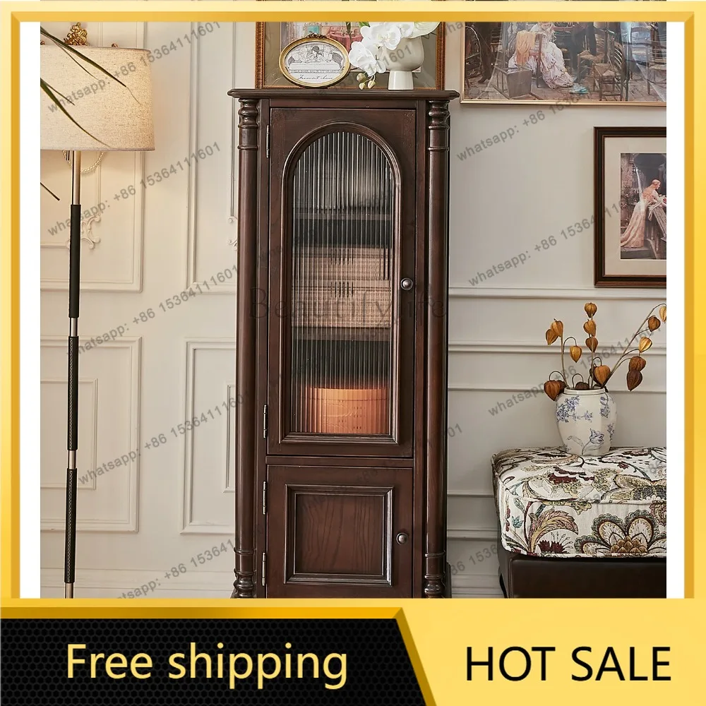 FG American solid wood wine cabinet single door living room partition dining side storage cabinet