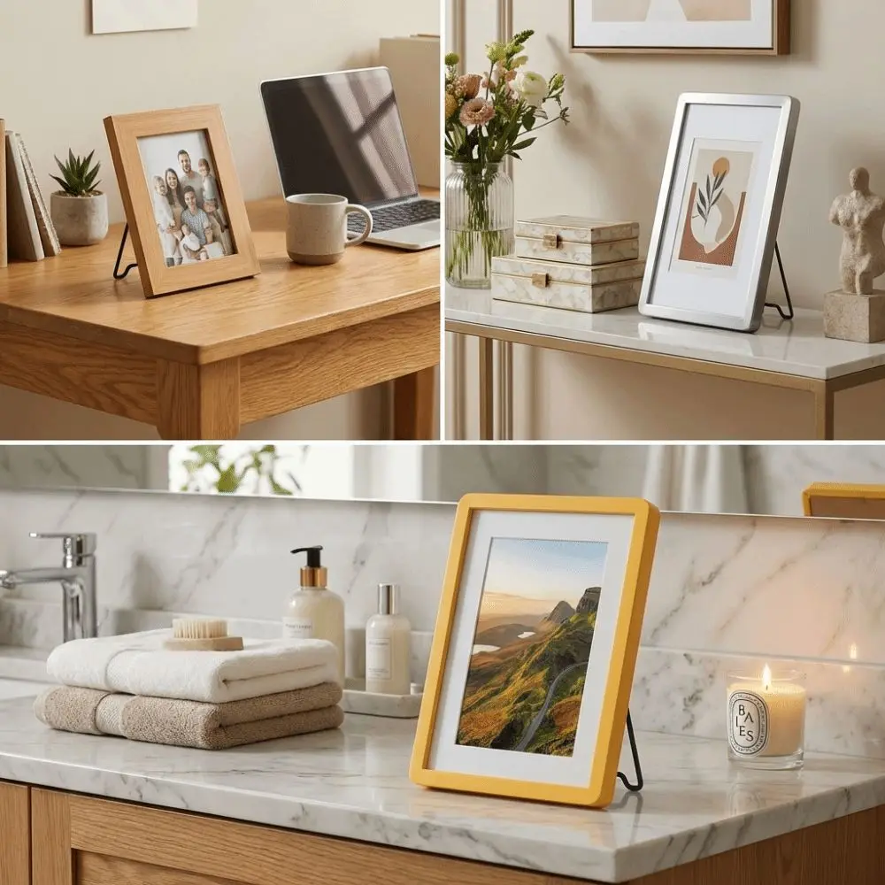 Stainless Steel Picture Frame Bracket Self-Adhesive Strong Load-bearing Picture Display Holder Storage Bracket Adjustable