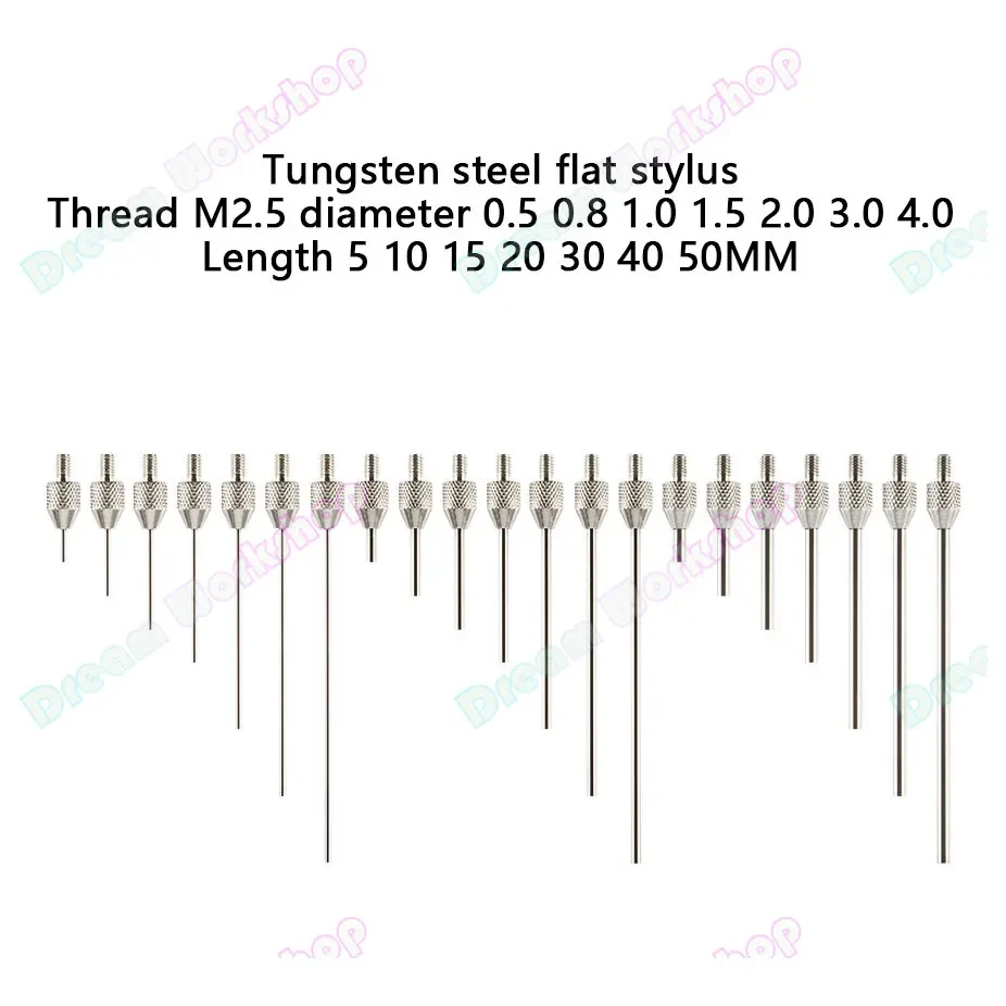 Dial Indicator Needle, Tungsten Steel Flat Probe, Height Gauge Probe, Dial Indicator Flat Probe, Depth Gauge, M2.5