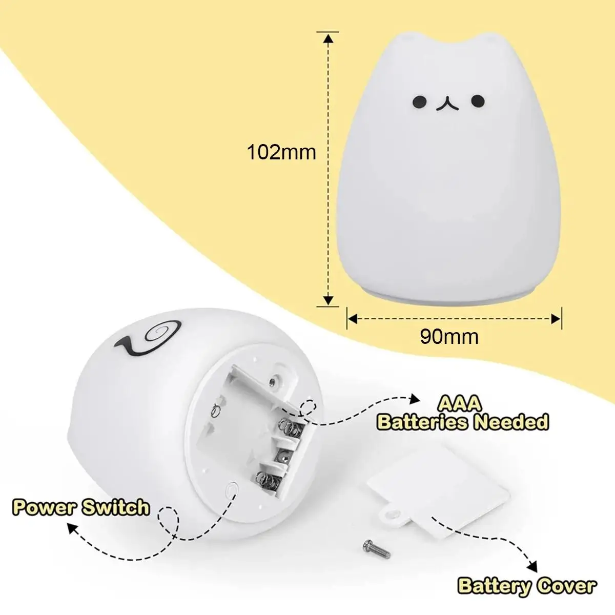 Nice 7 cores led night light sensor de toque-luz noturna lâmpada quarto rgb dormir gato toque silicone sensor interno bonito silicone l