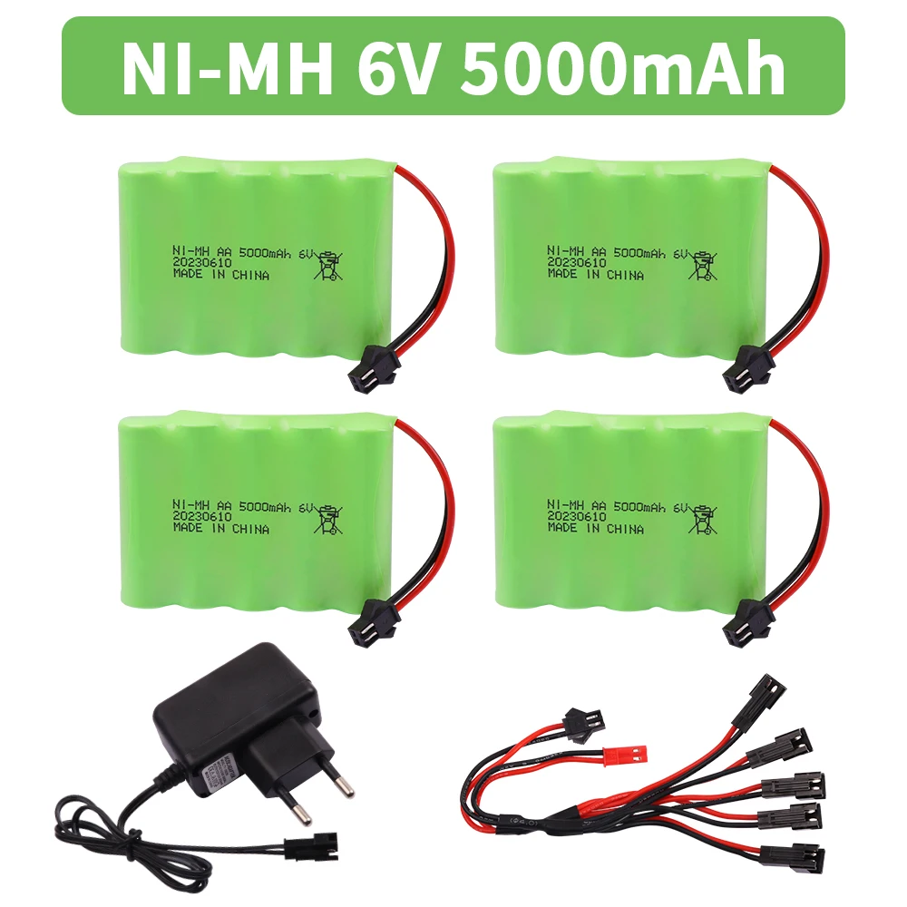 6V 5000mAh NiMH AA Battery and Charger set For Rc toys Cars Tanks Robots Gun toys parts  For Rc Boat 6V Rechargeable Battery
