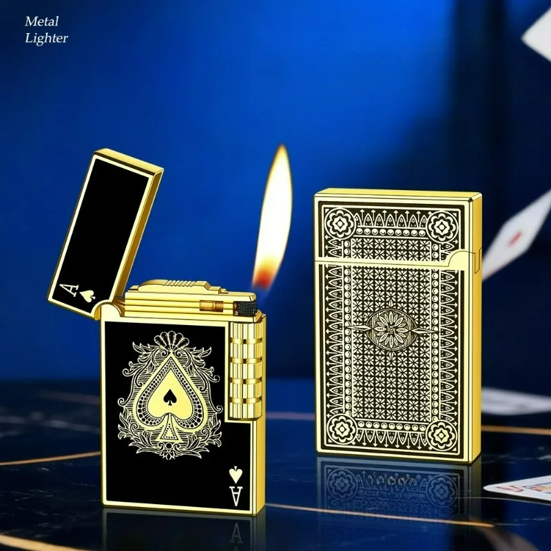 New Creative Oblique Fire Poker Lighter Sideslip Grinding Wheel Ignition Loud Voice Butane Gas Pipe Lighters Smoking Funny Gifts