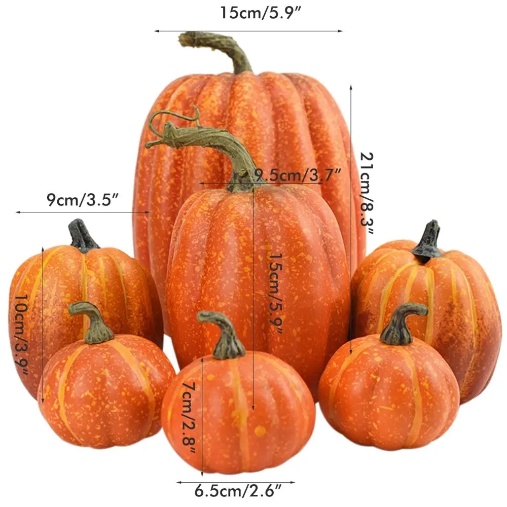 7PCS Wedding Party DIY Craft Thanksgiving Halloween Decoration Fake Vegetable Artificial Pumpkin Simulation Pumpkin Model