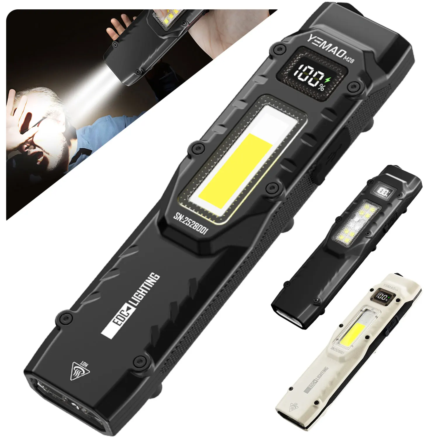 

Перезаряжаемые плоские фонарики с высоким люменом, тактический фонарик EDC, небольшой светодиодный фонарик с двумя переключателями и цифровым дисплеем, нержавеющая сталь