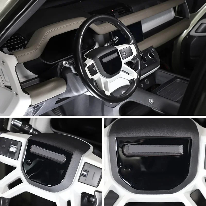 

Soft Carbon Fiber For Land Rover Defender 90 110 130 2020-2025 Car Steering Wheel Logo Panel Cover Trim Sticker Car Accessories