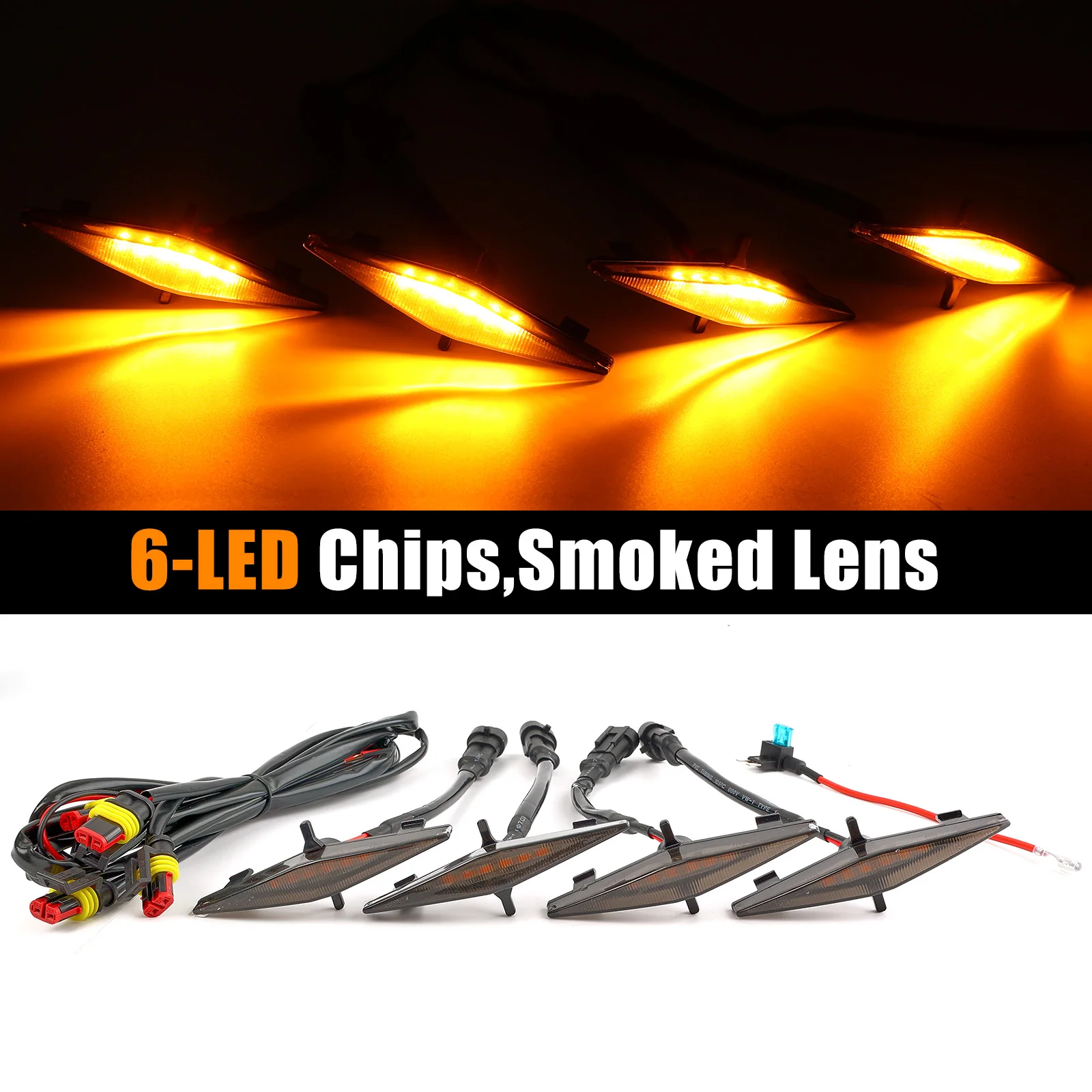4x Front Grill Lights For 2014-2023 Toyota 4Runner TRD Pro Grille Including SR5 TRD Off-Road Limited TRO Pro Models Raptor Style