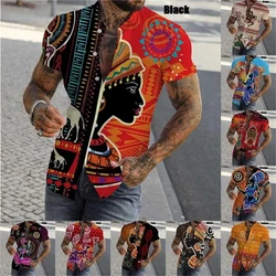 New Fashion 3D Africa Dashiki Shirts Men Summer Fashion Short Sleeve Shirt Slim-Fit Button Up Casual Shirts Male Comfortable Top