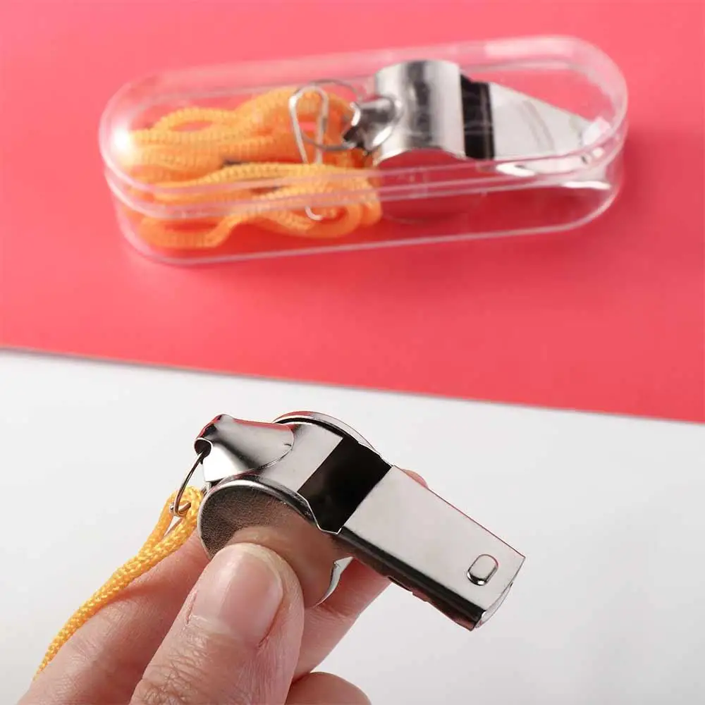 1/5/10PC Professional Metal Whistle With Lanyard Stainless Steel Loud Sound Sports Whistle For Soccer Coach Referee School Party