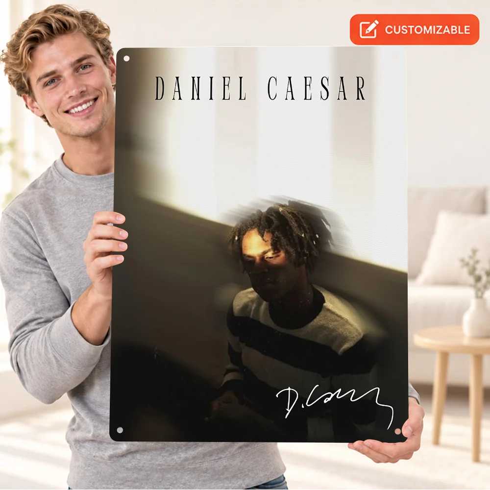 Daniel Caesar Portrait Textured Metal Poster Customized Aluminum Sign Color Photography Wall Art For Home Office Music Fan Gift