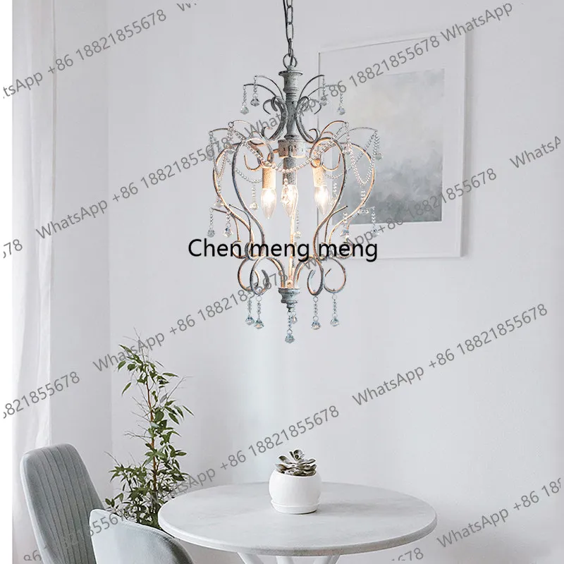 

Американская средневековая люстра для спальни и столовой, кованая, антикварная, в старинном французском стиле, с кристаллами.