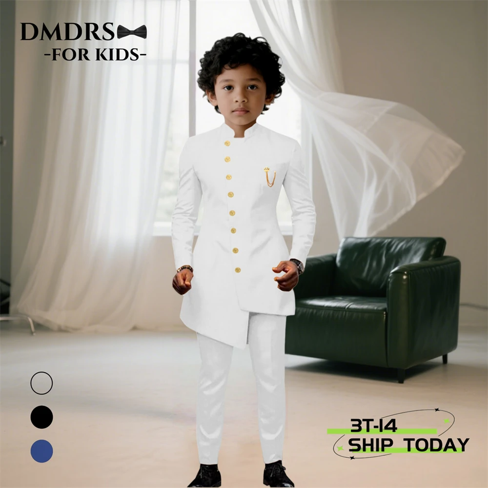 

Africa Traditional Suit Set for Kids 3-14 Years - Half Stand Collar Formal Suits Children Wedding Party Dresswear Jacket Pants