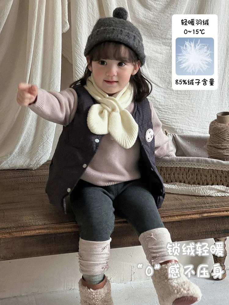 Girls' Versatile Down Vest aGirl-like2025Autumn and Winter Lightweight Sleeveless Vest White Duck Down Infant Clothes