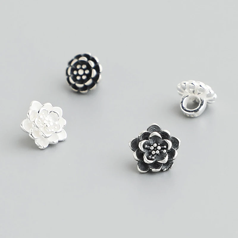 1pc 925 Sterling Silver Flower Loop Button Beads 2 Models Bracelets Necklace Earrings Silver Connector Charms DIY Jewelry Spacer