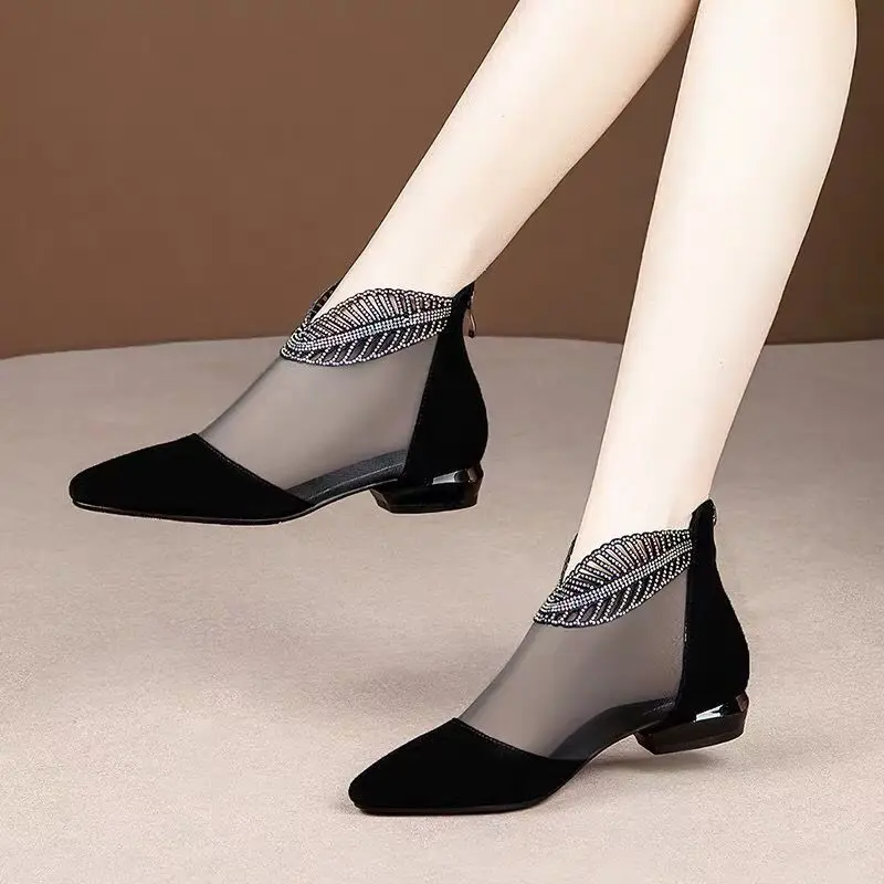 Summer New Mesh Peep Toe Sandals Sexy Hollow Out Single Shoes Lace Pumps Woman High Heel Fashion Autumn Footwear Platform Ladies