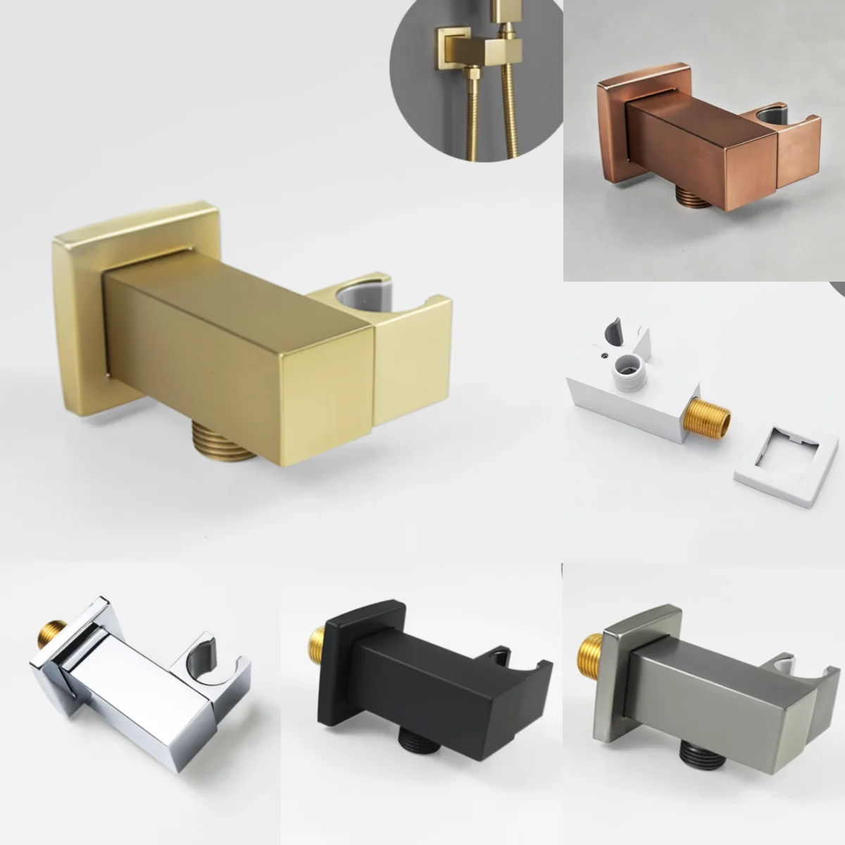 Bathroom Handheld Shower Head Holder Rack Bracket Wall Connector Wall Outlet Elbow Brass Wall Mounted Hand Shower Support