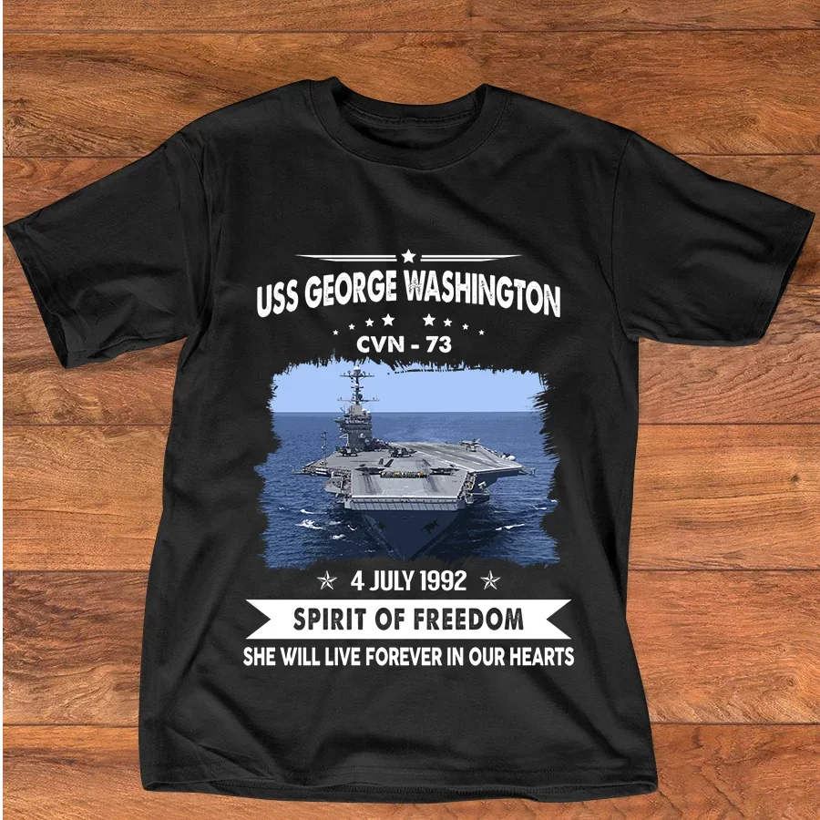 USS George Washington CVN 73 Aircraft Carrier Naval Veteran T-Shirt 100% Cotton O-Neck Summer Short Sleeve Casual Mens T-shirt