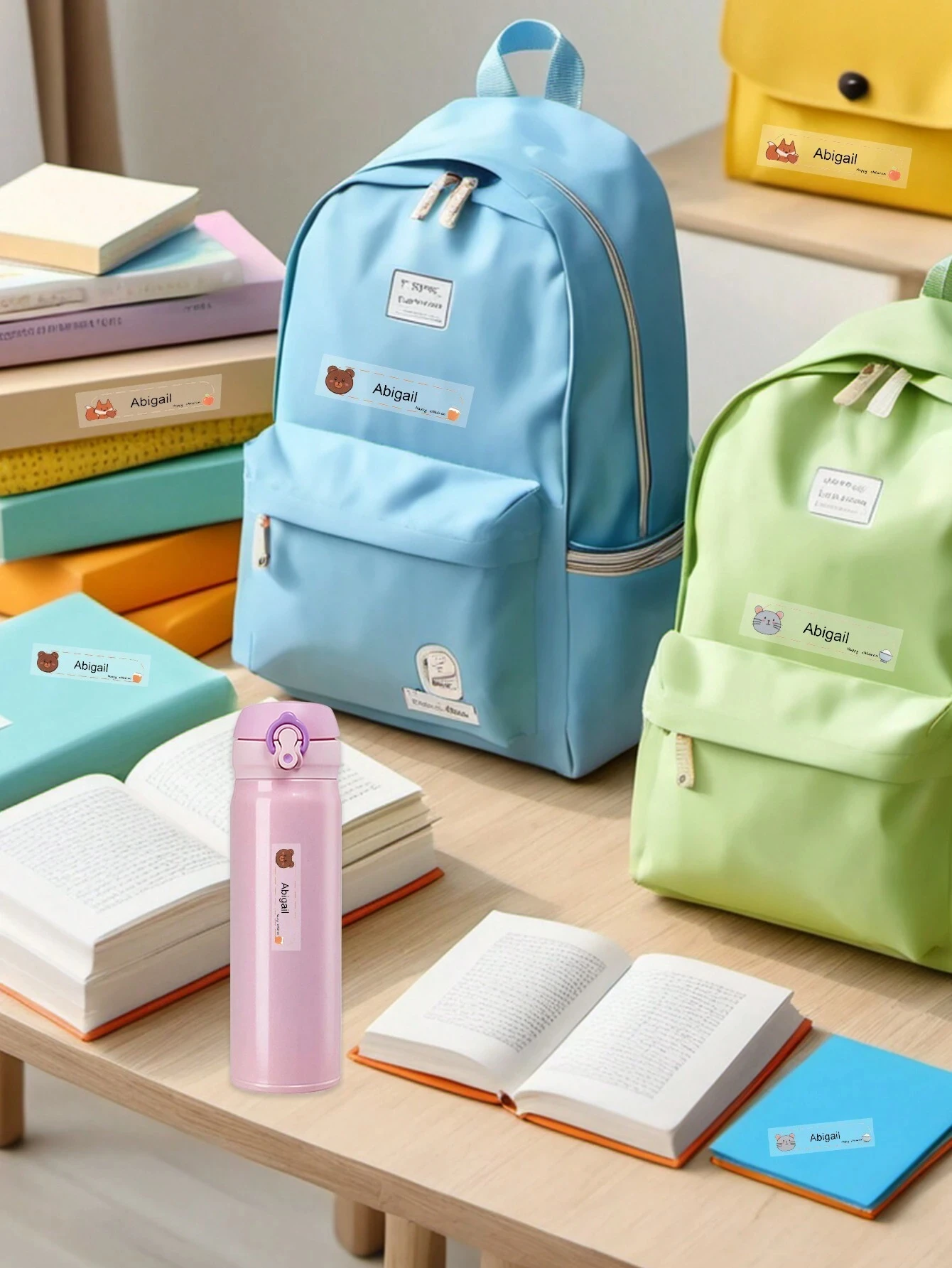 4.6*1.1 سنتيمتر ملصقات اسم شخصية للرعاية النهارية ، تسميات أسماء مخصصة شفافة للزجاجات ، ملصقات الحيوانات اسم مخصص