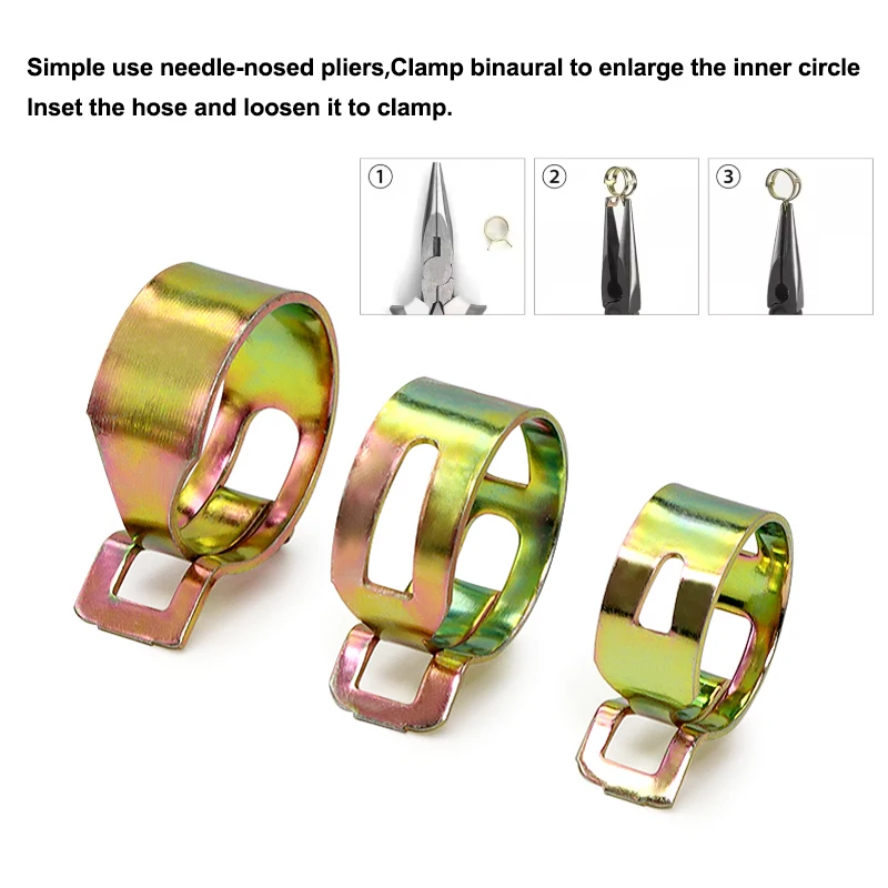 5-200PCS ID 4mm - 25mm 65MN Manganese Steel Galvanized Spring Clip For Vacuum Silicon Hose Clamp Auto Fuel Oil Water Tube Clamps