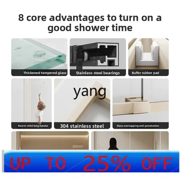 Lmm minimalist shower room bathroom glass sinking shower partition wet and dry separation glass push-pull