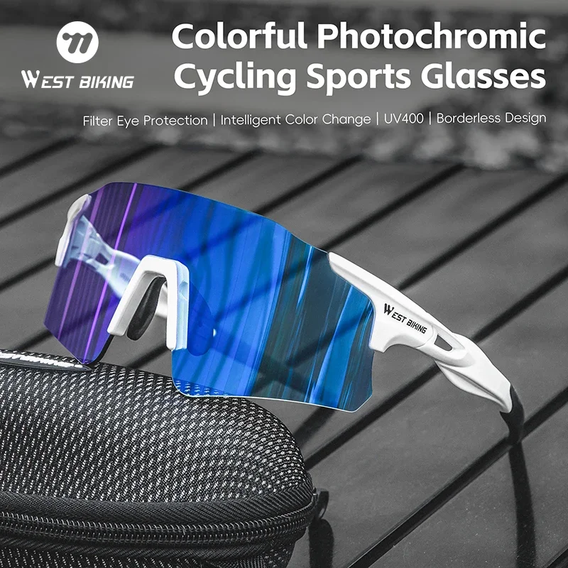 

Фотохромные велосипедные очки WEST BIKING, поляризационные очки для шоссейного велосипеда MTB, солнцезащитные очки с защитой UV400, ультра легкие спортивные очки