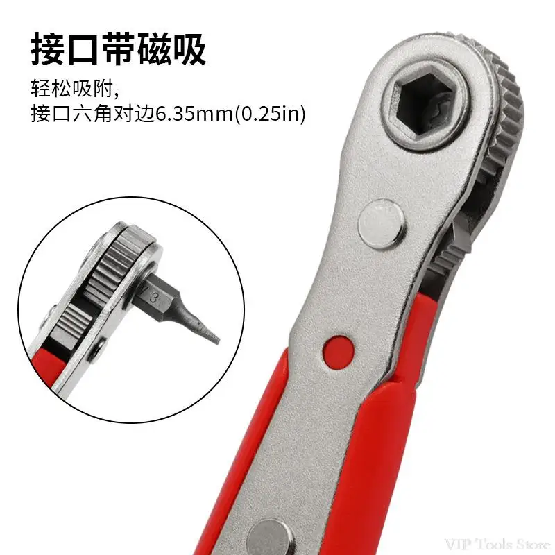 Mini Ratchet Screwdriver Wrench Magnetic Portable Spanner 1/4 Hexagon Screw Batch Head Screwdriver Bit Holder Diy Household Tool
