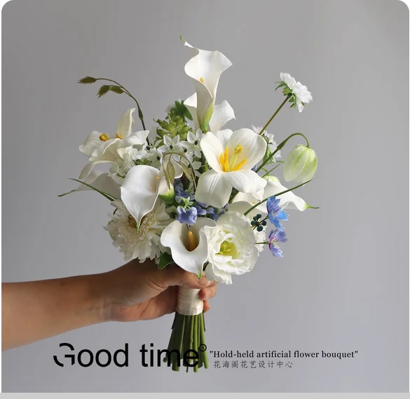 

Straight out in full view! Hand-held flowers simulation bouquet wedding license photo registration photo ceremony desktop orname