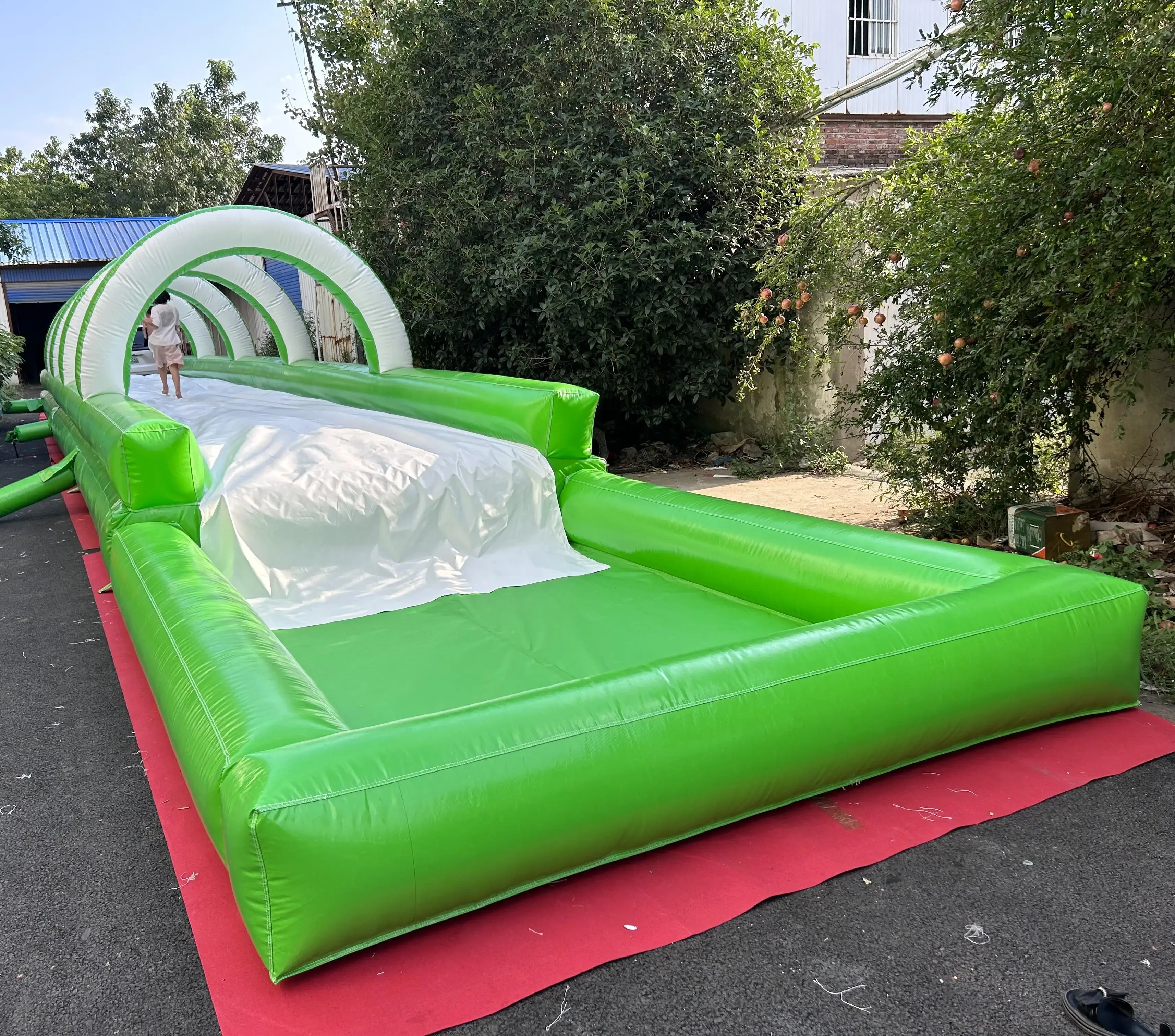 2026 Single Lane Long Inflatable Water Slide Commercial Aqua Park With Pool