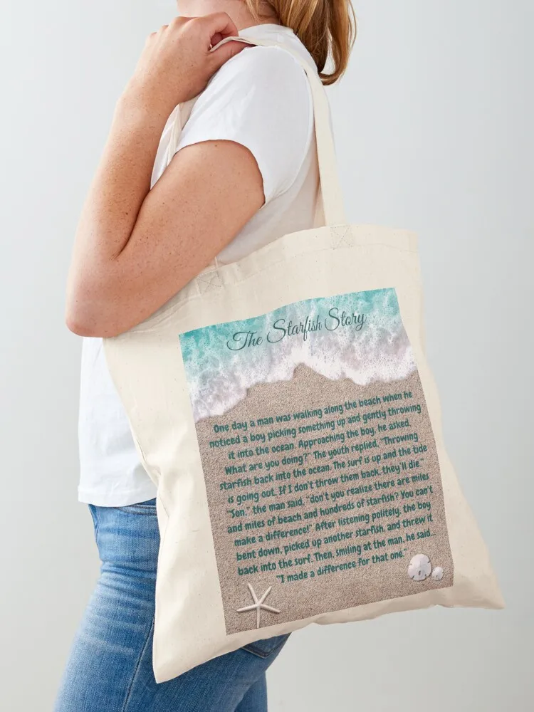 The Starfish Story, You Can Make A Difference Tote Bag hand bags hand bag Women's shopper bag Beach