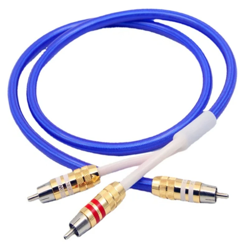 4 Core OFC Silver Plated RCA Cable 1RCA To 2RCA Subwoofer Cable HiFi Audio Amplifier Signal Cable