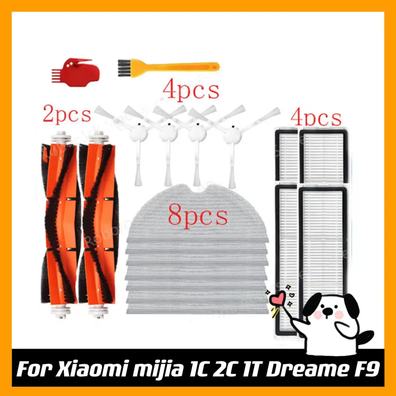 Repuestos para Robot aspirador Xiaomi Mijia 1C 2C 1T Dreame F9, piezas de repuesto, cepillo lateral principal, filtro Hepa, mopa, trapo de tela