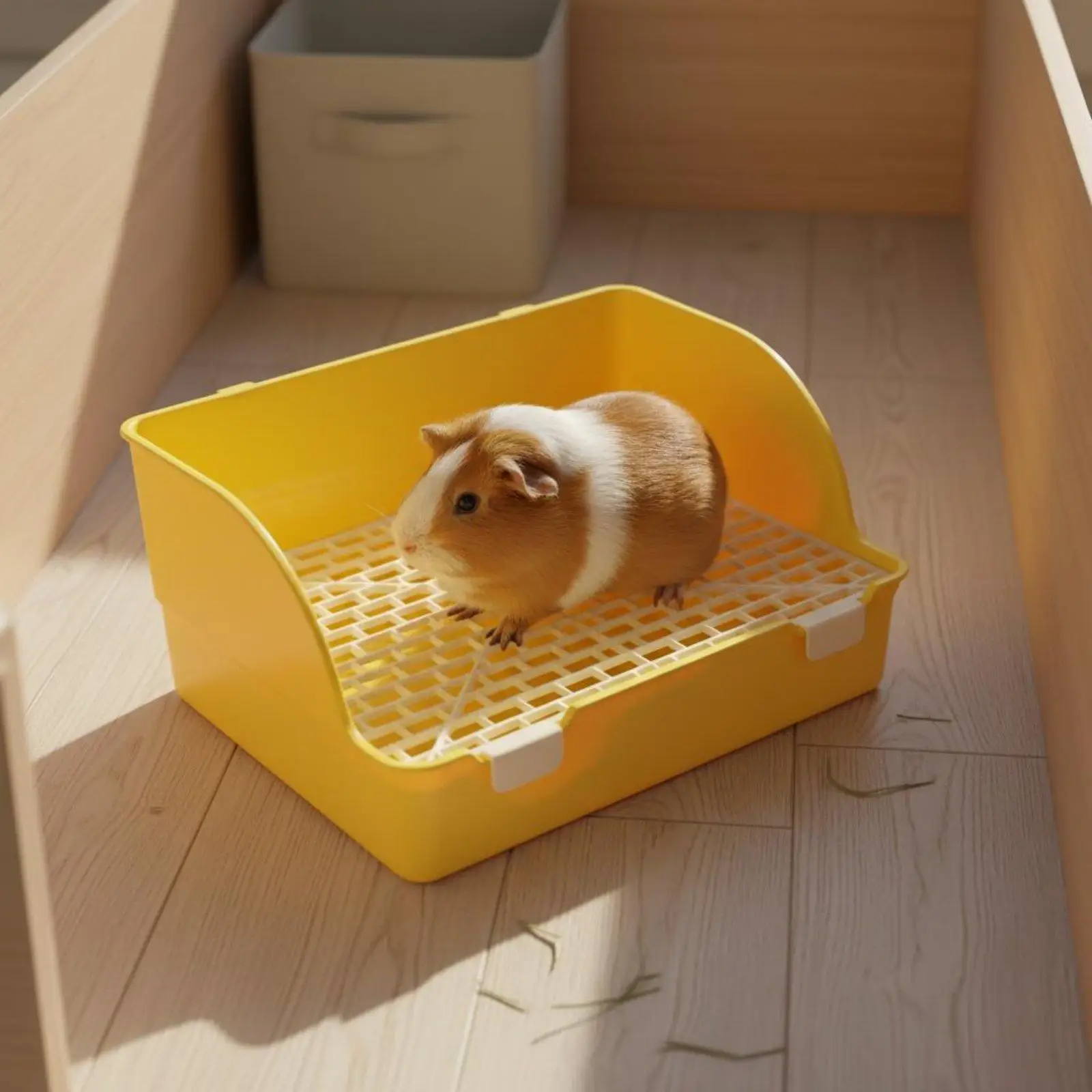 Large Rabbit Toilet with High Back Splatter Guard Anti Tip Plastic Litter Box for Guinea Pig Cage Indoor Use