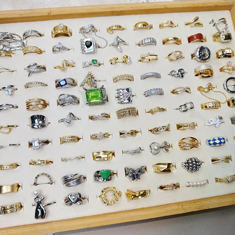 

10/30pcs/lot Wholesale Mix Style Women Finger Rings for Party Open Adjust Zircon Waterproof Joint Ring Personality Jewelry Girls