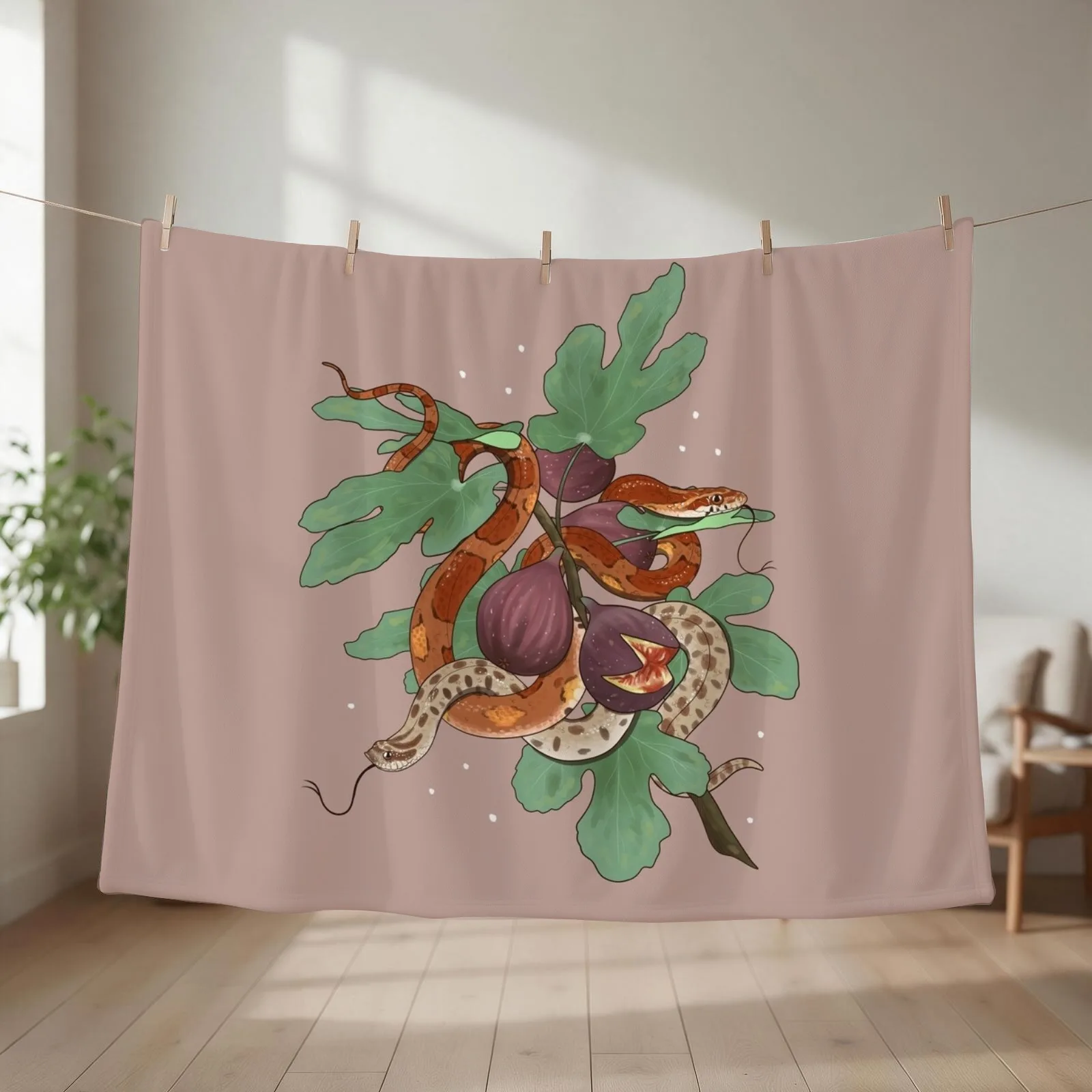 Corn Snake and Hognose Snake with Figs Throw Blanket wednesday for babies sofa bed Camping Blankets