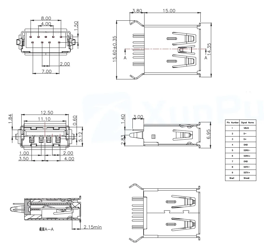 5 шт./Usb-302Ld-Ary Usb-302Ld-Arw USB разъем