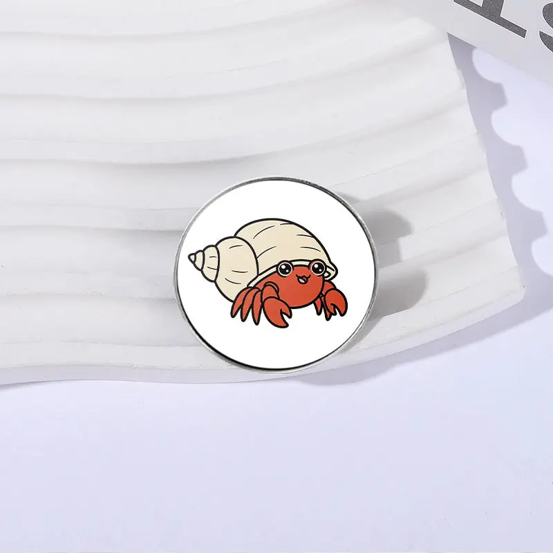 European and American Happy hermit crab pattern brooch metal badge canvas bag jacket accessories
