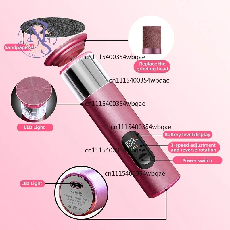 ZOCI-FOR- 2In1 Rechargeable Electric Foot File Callus Remover, 60Pcs Sandpaper Discs Pedicure Nail Care Tool Set