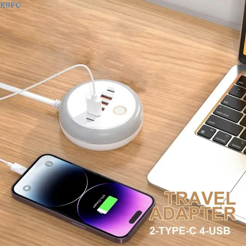 

K9FC Multi Port USB Type C Charging Adapter 6 Device Simultaneous Charging 2 Type C+4 USB PD50W Fast For Phone Tablet