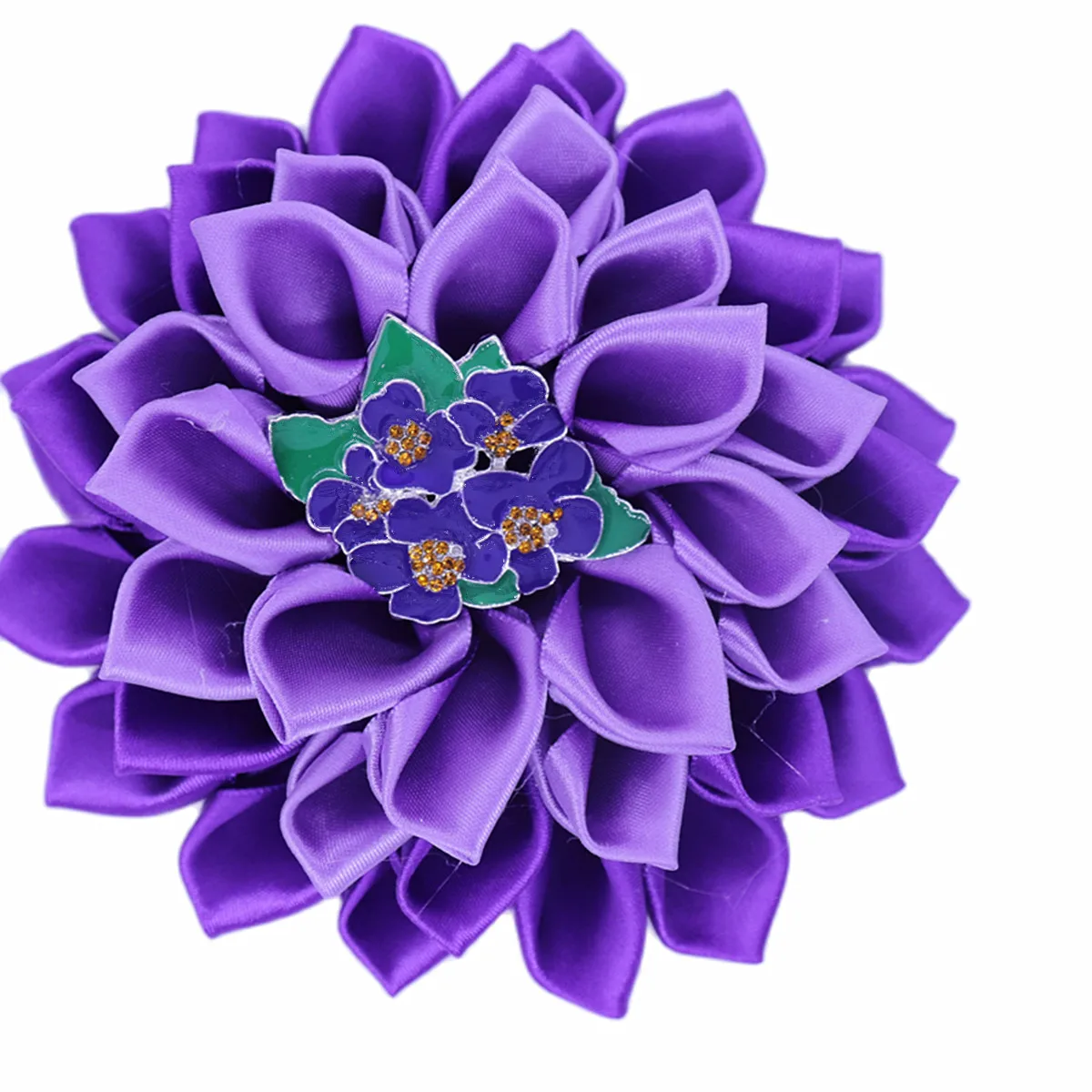 Custom Solid Purple Corsage Flower Silk Ribbon Dear Delta Violet Soror Pin Greek Brooches