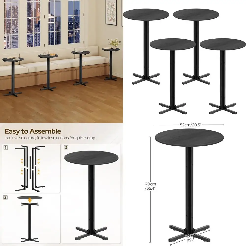 

Набор из 4-х барных стульев, высота для барной стойки, идеально подходит для кухни, столовой и пабов, черный цвет