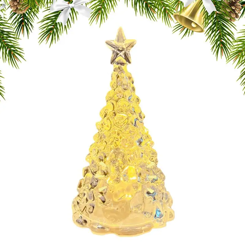 Night Light ต้นคริสต์มาสแบตเตอรี่ขับเคลื่อนตกแต่งเดสก์ท็อป Tree Night Light โคมไฟคริสตัลคริสตัลเทศกาล Night Light Home Decor
