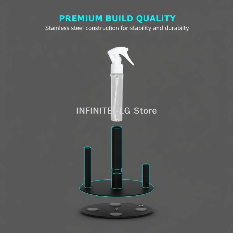 Black Paper Towel Holder With Spray Bottle Stainless Steel Countertop Paper Towel Holder Tissue Roll Rack For Kitchen Bathroom - view 3