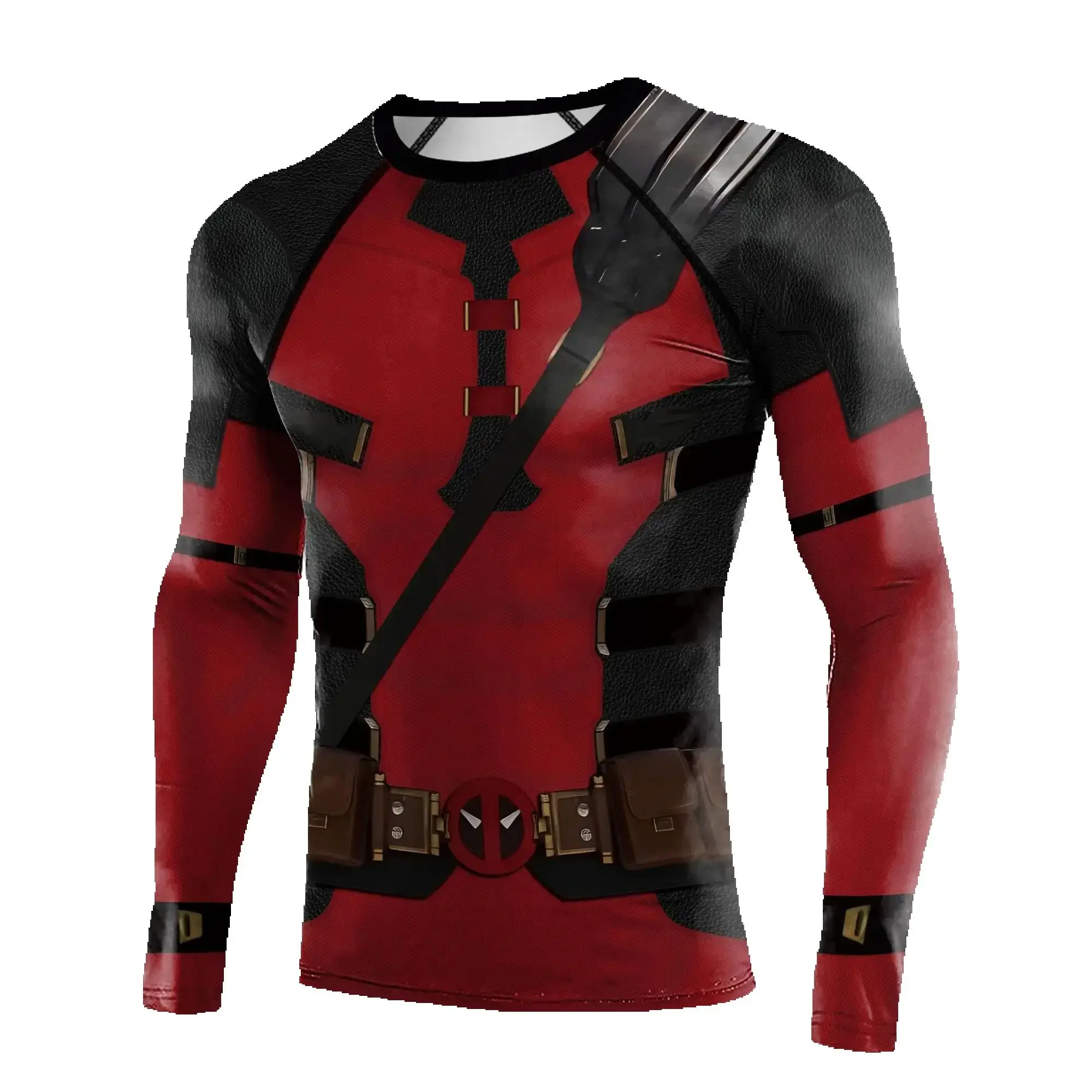

Miniso Cosplay Deadpool Wolverine Print Compression Shirts for Men Long Sleeve Rash Guards Gym Workout Strech Fitness Tees
