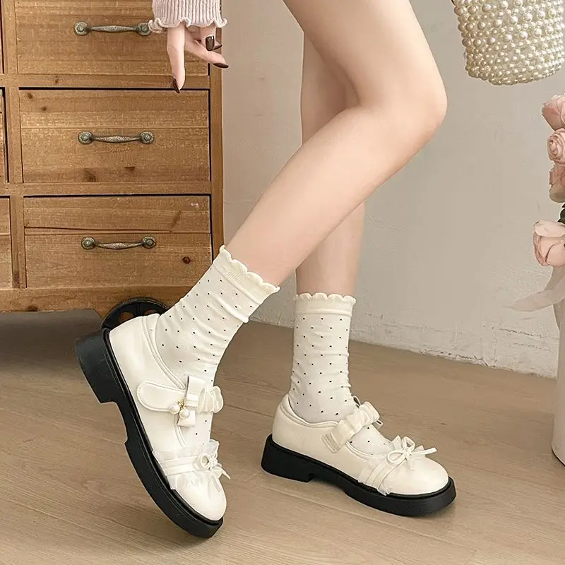 

2026 New Sweet Lolita Bowknot Mary Jane Shoes Women Thick Sole Platform Uniform Pumps Leather Dress Shoes for Skirt