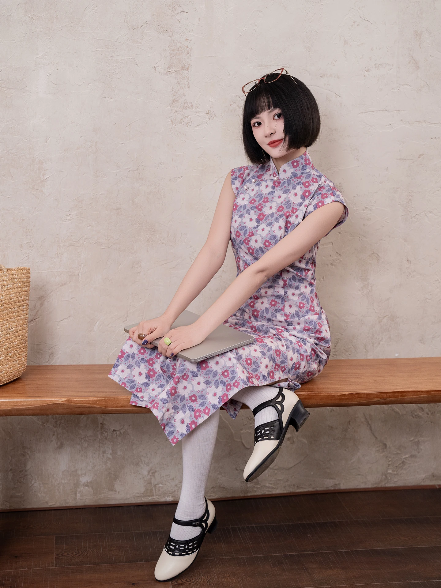 

Очаровательное весенне-летнее платье-ципао с милыми цветочными узорами в традиционном китайском стиле, длинное, из хлопка