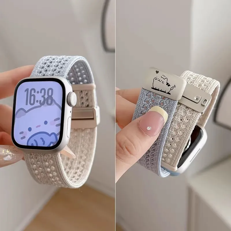 Braided Strap For Apple Watch band 40mm 44mm 42/46mm 45mm 41mm Magnetic buckle Bracelet Series 11 10 SE 3 9 8 7 6 5 4 Ultra 49mm
