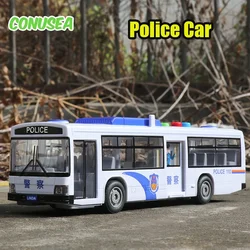 Children Inertial Pull Back Police Car Model Bus Vehicle Model with Light Collection Toy Car for Boys Girls Kids Birthday Gifts