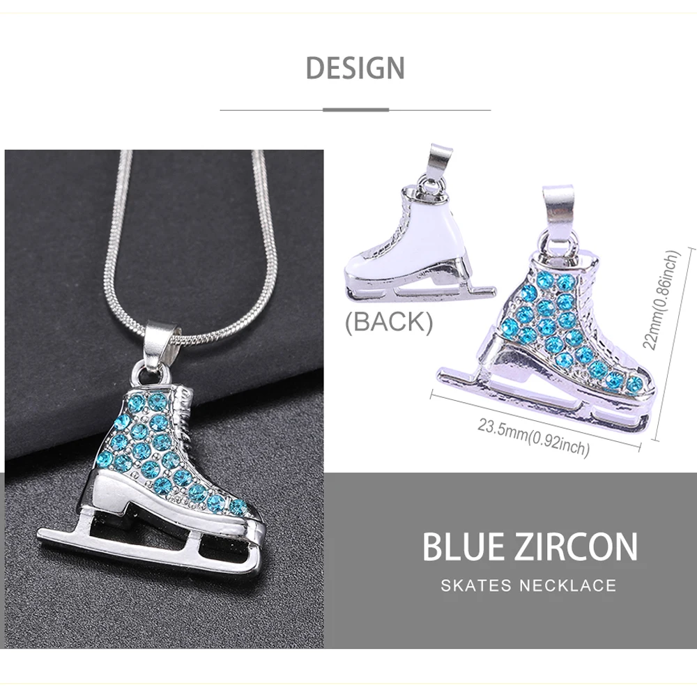 Dreamtimes Zircon 3D Ice Skate Shoe Necklace White Enamel Luxury Blue Pink Crystal Pendant Gift For Man Women Girl Chain Jewelry