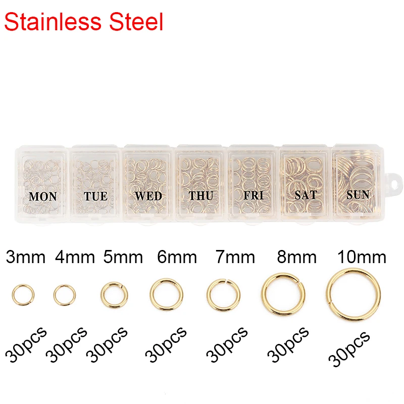 Edelstahl Karabiner Verschlüsse Offene Biegeringe Quetschperlen Kappen Für Diy Armband Halskette Liefert Schmuck Machen Kit Set Box – Detail 6