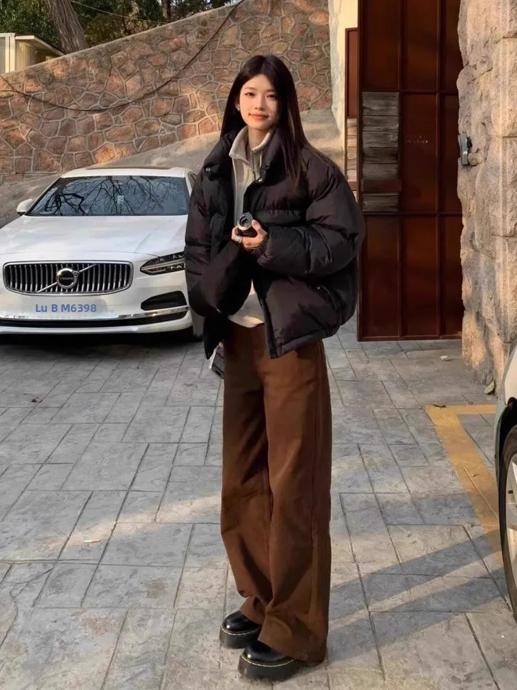 

Retro Wide Leg Denim Jeans Women's Autumn Winter Fce High Waist plus Size Conceal Hip Slim Straight Casual Trousers