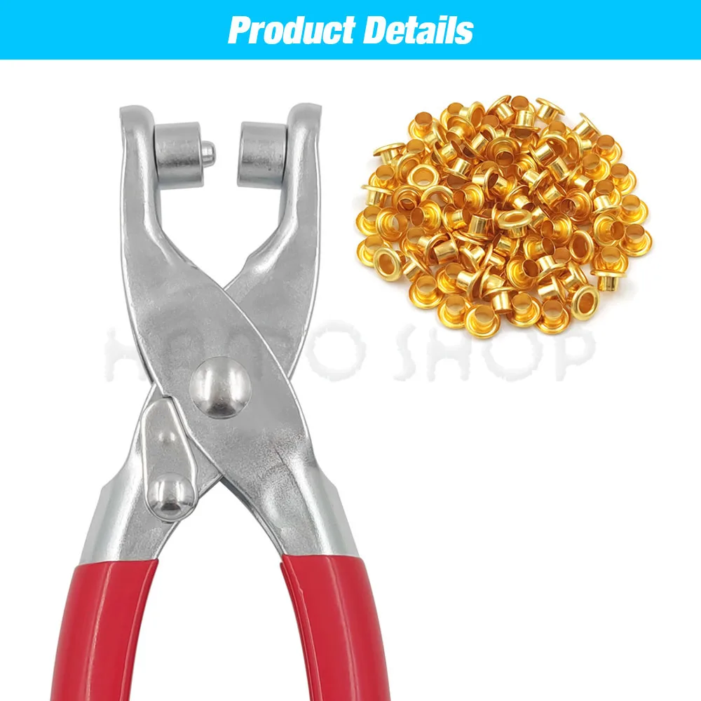 200 Sets Metall Öse Tülle Öse Mit Installieren Zange Set Ösen Tülle Werkzeug Für DIY Lederhandwerk Schuhe Gürtel Kappe Tasche Kleidung – Detail 3
